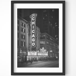 Arte mural de Chicago, póster retro de Chicago, impresión en blanco y negro de la ciudad de Chicago, decoración de pared de viajes, fotografía de Chicago, póster de viajes vintage