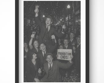 Vintage Prohibition Wall Art, Bar Cart Decor, Black and White Whiskey Art, Man Cave Decor, Speakeasy & Bar Decor, Masculine Wall Art