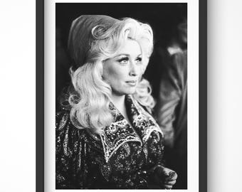 Dolly Parton Poster, Black and White Wall Art, Vintage Print, 70s Wall Art, Feminist Art, Printable Wall Art, Retro Western Gallery Wall Art