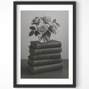 Dark Academia Book Art, Floral Print Wall Decor, Moody Gothic Library Wall Art, Victorian Vintage Poster, Elegant Bedroom or Library Decor