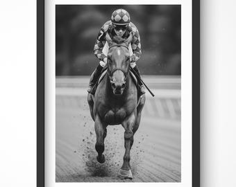 Kentucky Derby Print, Vintage Horse & Jockey Horse Wall Art Poster
