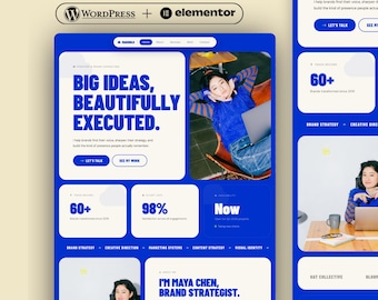 Wordpress Elementor Website Template for Consultant Portfolios, Marketing Agency, and Virtual Assistant Coaching