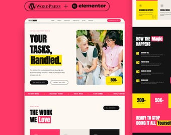 Wordpress Elementor Website Template for Virtual Assistant, Coaching, or Marketing Agency
