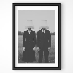 ランプシェード・ラバーズ ヴィンテージ ウォールアート、白黒アート、ヴィンテージ写真ポスター、バーカート装飾、古い写真、レトロウォールアート、1950年代ウォールアート