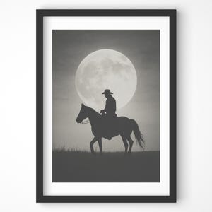 Cowboy Wall Art, Horse Wall Art, Western Wall Decor, Black and White Poster, Vintage Western Art, Rustic Wall Art, Southwestern Cowboy Print