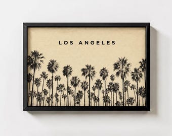 Vintage Los Angeles California Wall Art Set of 2, Minimalist Palm Tree Print, California Beach House Gift
