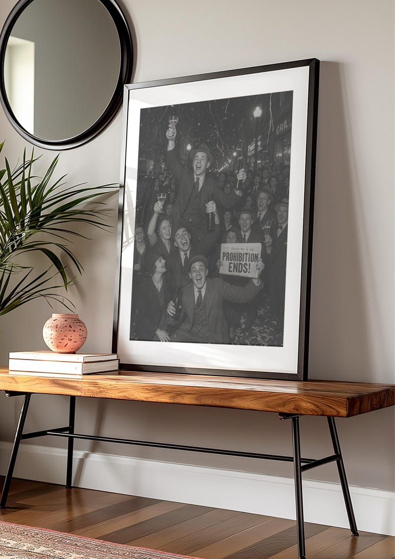 Vintage Prohibition Wall Art, Bar Cart Decor, Black and White Whiskey ...