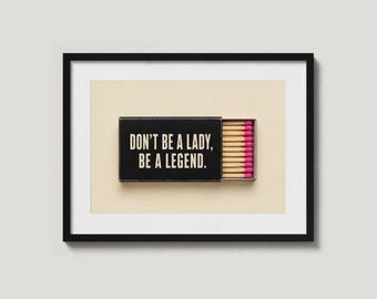 Matchbox Quote Poster, Girl Boss Typography Wall Art, Feminist Powder Room Vanity Wall Art