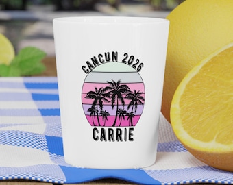Personalized Vacation Shot Glass, Girls Trip Drinkware, Custom Group Holiday Glasses, Bachelorette Party Favor, Beach Themed Shot Glasses