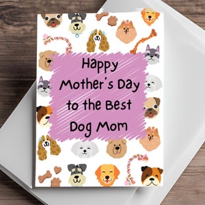 Cartão de Dia das Mães para Mãe de Cachorro, Cartão para Mãe de Cachorro Editável, Presente Pessoal para o Dia das Mães, Cartão para Impressão de Feliz Dia das Mães, Cartão para Mãe de Cachorro