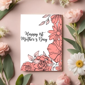 Tarjeta para el primer día de la madre, tarjeta editable para mamá, regalo personalizado para el primer día de la madre, tarjeta imprimible para el día de la madre, tarjeta para mamá primeriza