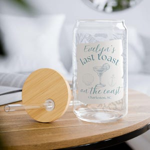 Küsten Bach Party Sipper Glas, letzter Toast an der Küste, individuelle Bachelorette Tassen, Strand Bach Party personalisiert, stilvolle Bachelorette