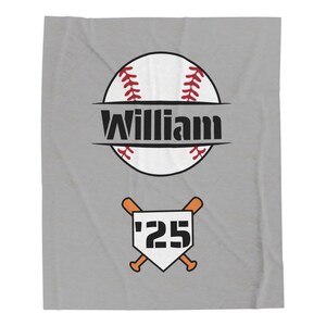 Manta de béisbol personalizada, acogedora manta deportiva, regalo para personas mayores 2025, regalo de béisbol de secundaria, regalo para jugador de béisbol