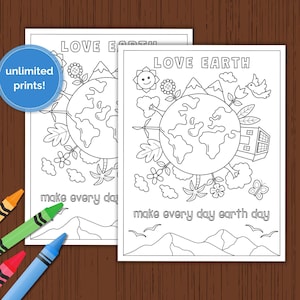 Earth Day Printable Activity Page, PRINTABLE Coloring Page for Earth Day, Digital Download Letter Size, Earth Day Activities Quick Download