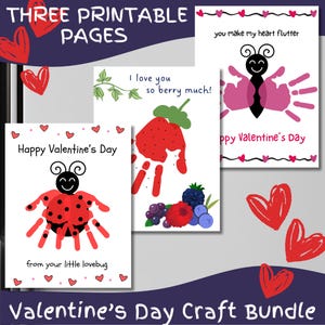 Valentine&#39;s Day Craft, PRINTABLE Bundle Handpainting Template for Toddlers, Valentine&#39;s Day Gift for Parents, Valentines Day PDF Download