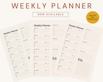 Weekly Planner Printable Landscape, Minimalist Weekly Schedule, Week At a Glance, Weekly Organizer, Office Planner, Desk Planner, A4
