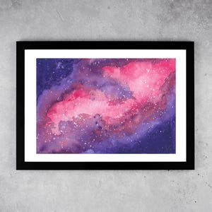 Nebula - Pink and Purple - Watercolour Printable Art - Abstract Space - Milky Way - Home Decor