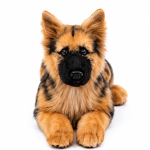 Peluche realista de pastor alemán, perro de peluche hecho a mano, regalo conmemorativo para mascotas, réplica realista de cachorro, para amantes del pastor alemán, listo para enviar.