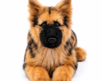 Realistic German Shepherd Plush Toy, Handmade Stuffed Dog, Pet Memorial Gift, Lifelike Puppy Replica, German Shepherd Lover, Ready to Ship