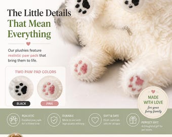Special Upgrade: add-ons Rubble Paw Pads (Set of Four) for your Personalized Pet Replica Plush from Photo, Custom Pet Memorial Gift