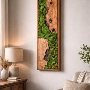 Rustiek mos muurkunst Natuurlijk botanisch houten lijstdecor