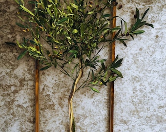 Handmade Olive Branch Wall Art: Rustic Wood & Moss Decor