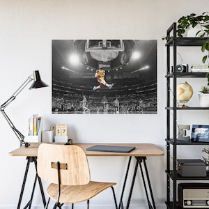 Basketball Poster, Sports Wall Art, NBA Decor, Basketball Gift, Sports Memorabilia, Lebron James Dunk Poster