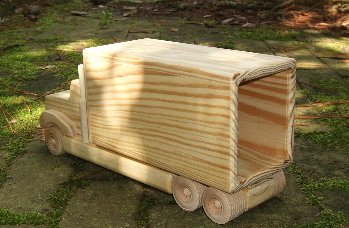 Wooden Toy Truck Tandem Axel Box Truck Etsy