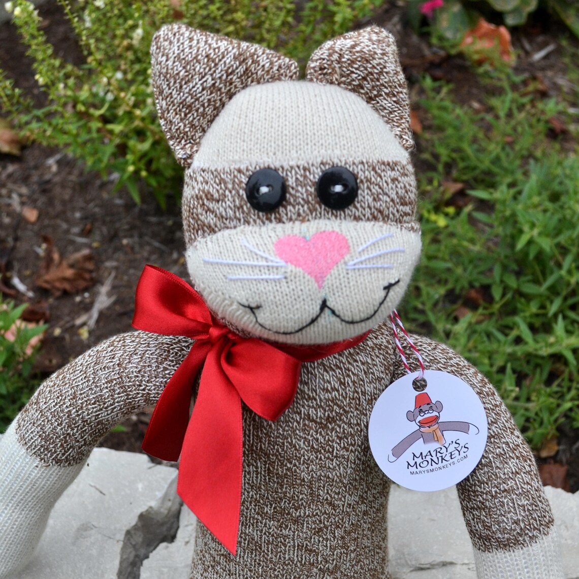 Sock Monkey Kitty Cat Doll With or Without Personalized Heart Etsy