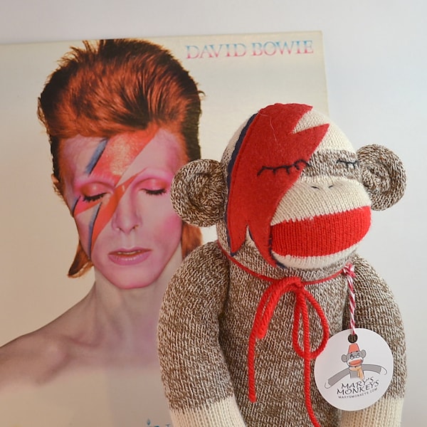 Sock Monkey Doll, Ziggy Star Sock Monkey, Bowie Inspired