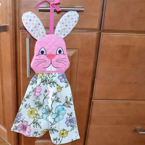 Bunny/Rabbit Hanging Towel Embroidered Hangs on Stove Etsy
