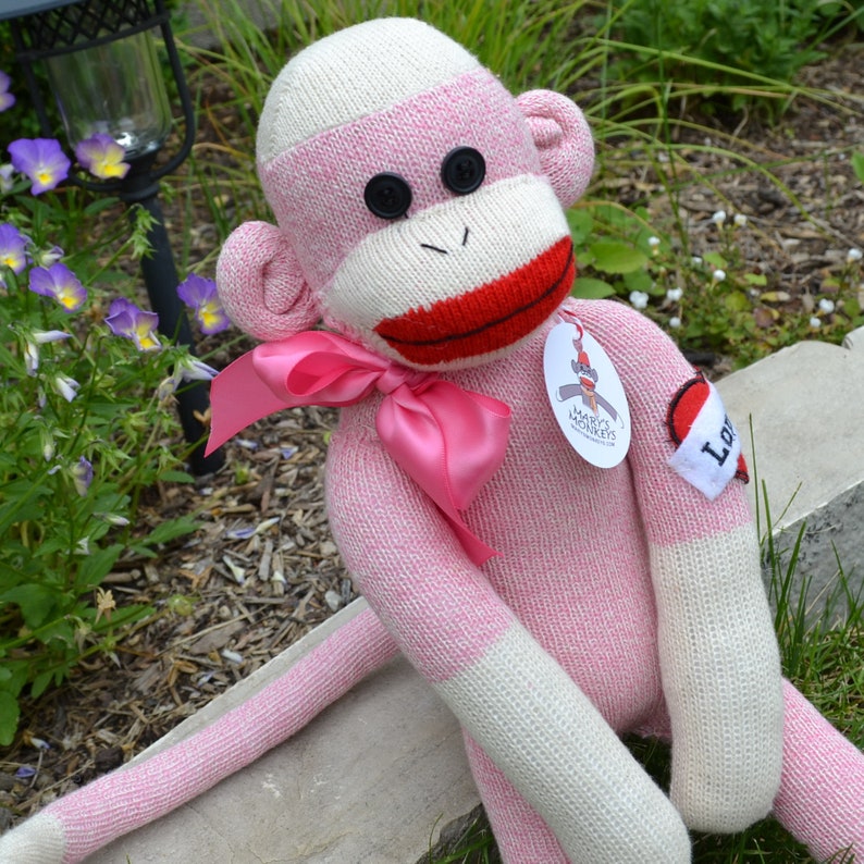 Traditional Sock Monkey Doll. Available in Colors Pink Etsy