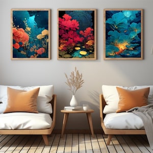 Ocean Whispers - Dreamy Coral Reef Wall Art Set (3 Pcs)