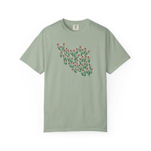 Iran Shirt Tulip Pattern, Persian Floral T-Shirt, Iran Map Shirt, Unisex Nowruz Tshirt, Minimal Spring Design image 8