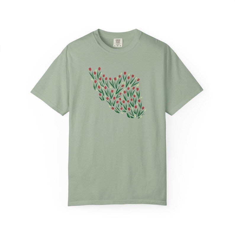 Iran Shirt Tulip Pattern, Persian Floral T-Shirt, Iran Map Shirt, Unisex Nowruz Tshirt, Minimal Spring Design image 8