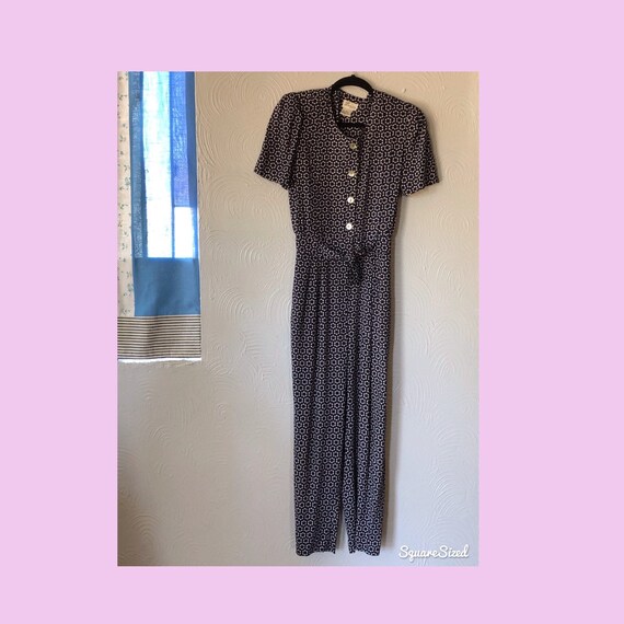 Vintage Jumpsuit - Blue/White - Petite Wx:6