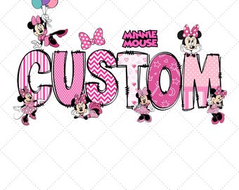 Nombre personalizado de Minnie Mouse (Png), Disney Magic Kingdom (Png), Viaje de Minnie Mouse (Png), Vacaciones familiares 2026 (Png), Cumpleaños de Disneyland para niña Disney