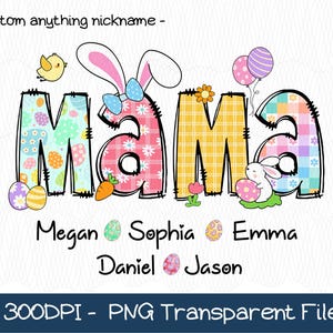 Personalized Easter Mama Png, Easter PNG, Easter Christian Grandma Nana Mama Mini Easter Png, Girl Easter Bunny Grandkids Name Easter Rabbit