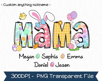 Personalized Easter Mama PNG, Bunny Grandkids Design (Digital Download)