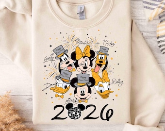 Magicland Happy New Year Fireworks Png, Mickey And Friends Happy New Year 2026 PngMickey New Year's Eve Party Png, Magictrip Family Png