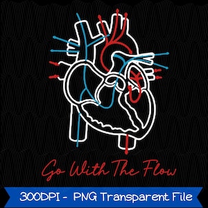 Go With The Flow Heart Anatomy Png, Cardiac Nursing School Png,Medical School Student Png, Cardiologist Anatomical Heart Png,ER RN Nurse Png