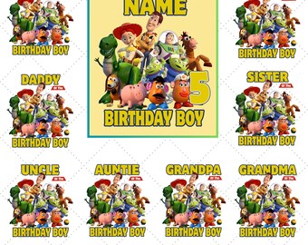 Personalized Toy Story Birthday PNG Bundle, Family Theme (Digital Download)