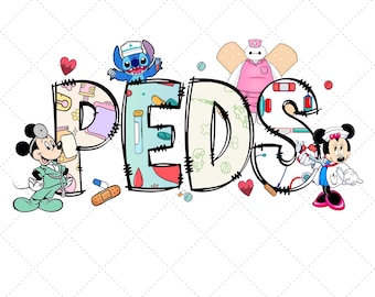 PEDS Nurse Png, Disney Pediatrics Png, Pediatric Nurse Png, Peds Nurse Png,Disneyland Pediatric Nurse Gift, Mickey and Minnie Peds Nurse Png
