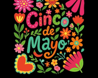 Boho Floral Cinco De Mayo PNG, Mexican Fiesta, sublimatieontwerp (digitale download)