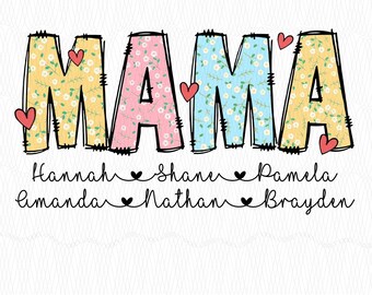 Personalized Floral Mama PNG, Mothers Day Gift, Sublimation Design (Digital Download)