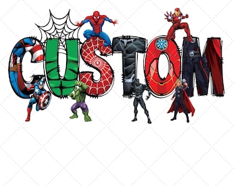 Superhéroe con nombre personalizado PNG, Héroe personalizado y sus amigos digitales, Héroe junior con nombre personalizado MCU Spider-Man PNG, Fiesta de héroes PNG
