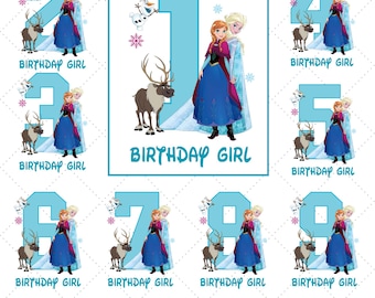 Benutzerdefinierte Elsa-Geburtstags-PNGs, Magische Elsa-Geburtstags-PNGs, Anna-Prinzessin-Geburtstags-PNGs, Schneebedecktes Geburtstagsgeschenk, Elsa-Geburtstag 0-9, Schneebedecktes Geburtstagskind