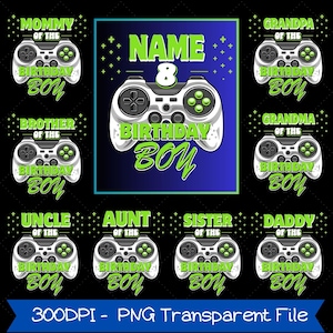 Anpassad födelsedagspojke-png, matchande familje-png för videospel, upplåst födelsedag för pappa, mamma, mormor, syster, bror