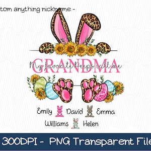 Coquette Easter Mama Png,Grandma Easter PNG,Mama Easter With Grandkids Name Easter Day Sublimation Design, Granny Mama Mini Easter Bunny Png