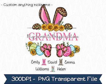 Coquette Easter Mama PNG, Grandkids Name Sublimation (Digital Download)